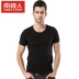 Nam Cực ngắn tay áo thun cotton mùa hè trẻ trung Áo sơ mi nam thể thao co giãn áo vest màu rắn áo phông nam Áo phông ngắn