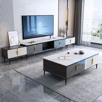 Italian light luxury slate TV cabinet modern simple retractable coffee table TV cabinet combination living room furniture