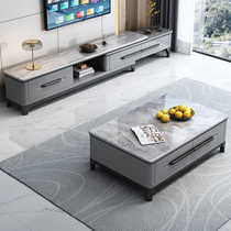 Coffee table retractable TV cabinet combination glossy slate Internet celebrity small and medium-sized apartment living room home floor cabinet simple tea table