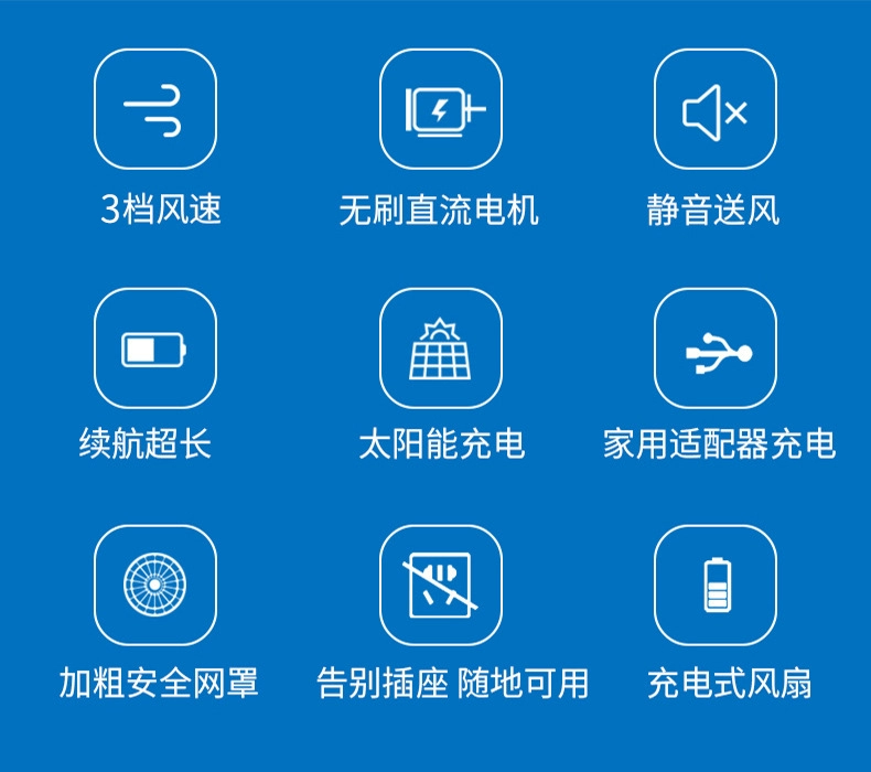 Quạt sạc không dây tuổi thọ pin siêu dài gió mạnh gian hàng câu cá cúp điện khẩn cấp di động sạc năng lượng mặt trời