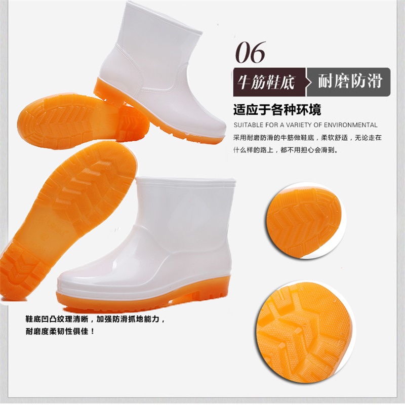 Thực phẩm vệ sinh ủng mùa đông cộng với nhung bông mưa trắng ủng nam và nữ ống ngắn chống thấm nước giày chống trượt xưởng làm việc đi mưa ủng bảo vệ giày