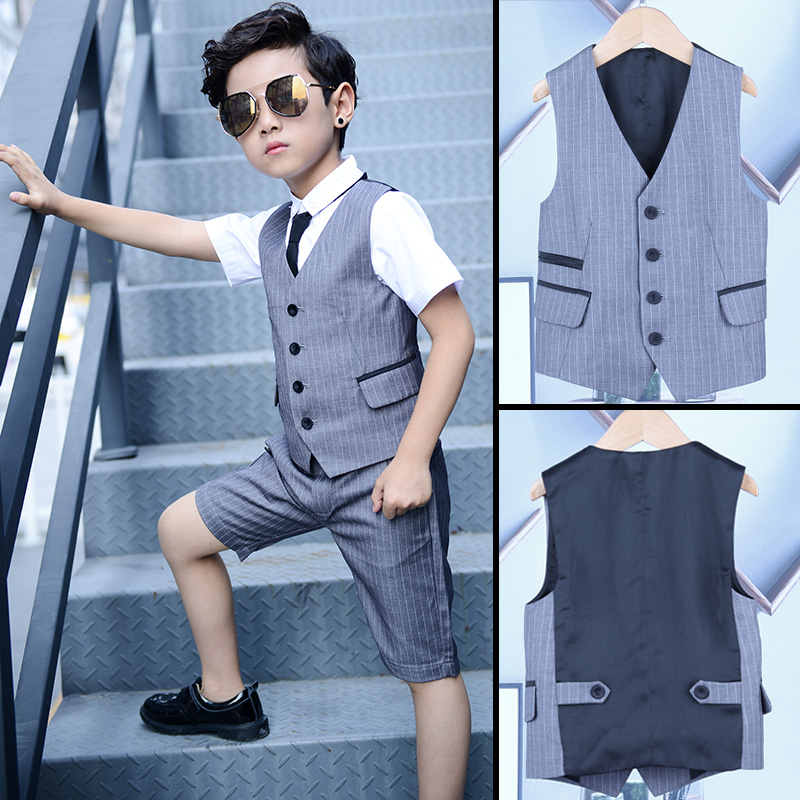 61 children acting suit boy summer small suit waistcoat gown piano presenter acting out suit short sleeves