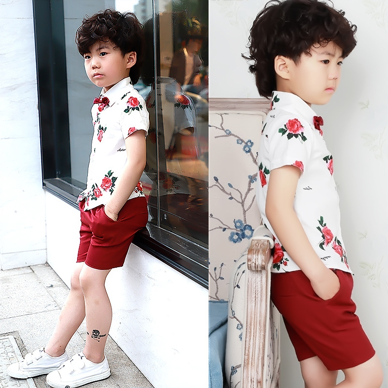 Boys Summer Summer Package 3-year-old Han Edition 2022 new 4 Short Sleeve Shirts 5 children 6 boys Summer 2 Tide Clothes 7
