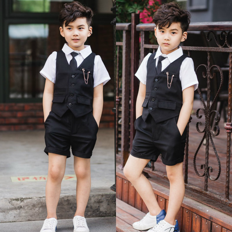 Boy small host gown Summer Kindergarten 61 children model piano performance out of the Machia suit wave