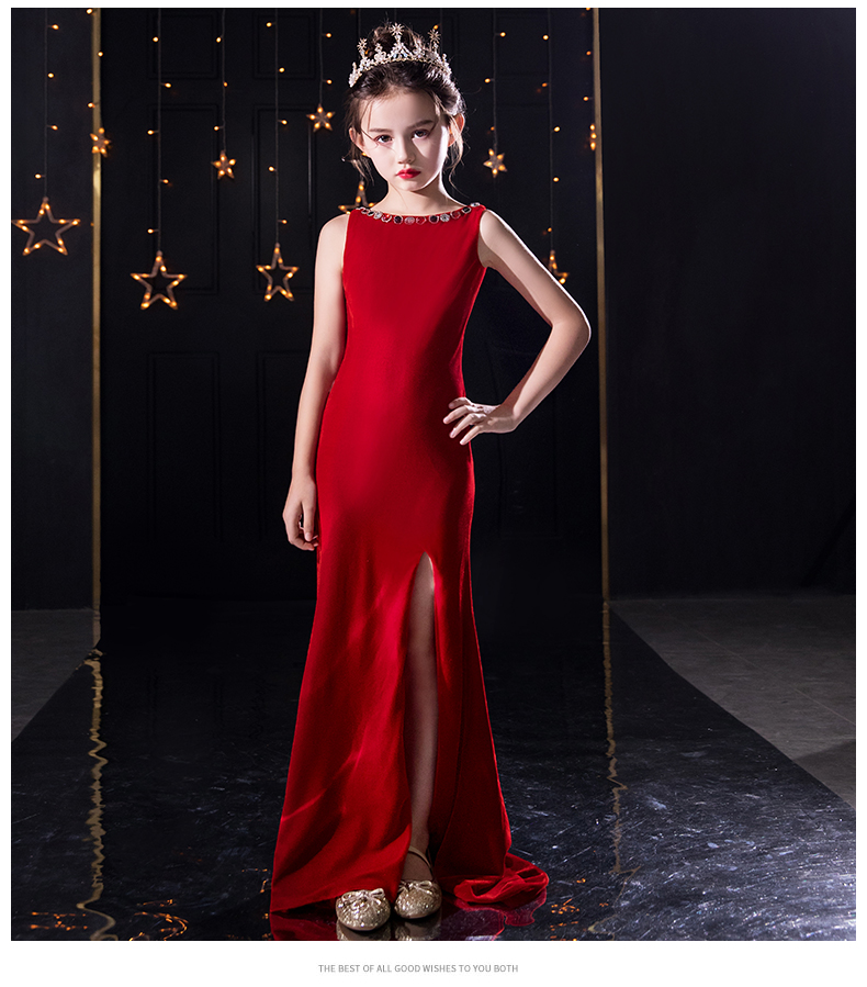 Thiếu nhi váy đuôi cá mẫu catwalk thời trang dạ hội dạ hội backless host đuôi cá tiệc piano biểu diễn quần áo - Váy trẻ em bộ đồ bé trai cao cấp