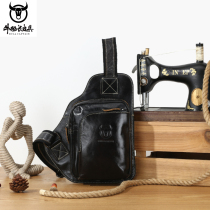 Bull Captain Leather Furniture Head Layer Cow Leather New Men Single Shoulder Diagonal Satchel Leisure Sports Genuine Leather Front Hanging Chest Bag