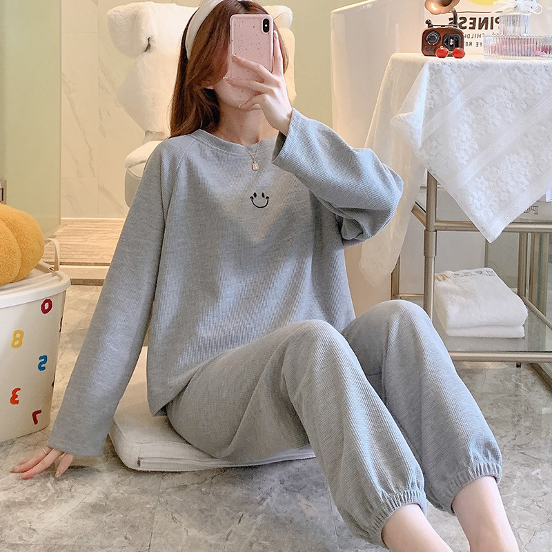 Huafg sleepwear spring and autumn girl's long sleeve pure cotton 2022 New spring and autumn season jacket head home clothes can be worn out-Taobao