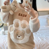 Зимняя коралловая бархатная утепленная демисезонная фланелевая пижама для школьников