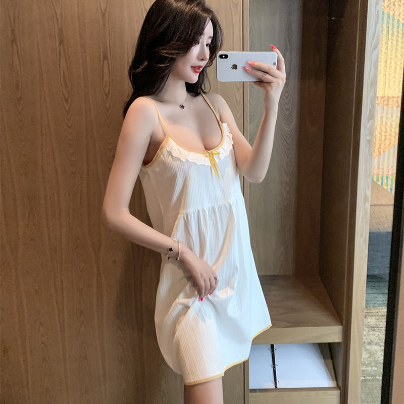 Harness Sleeping Dress Woman Summer Pure Cotton 2022 New Sexy Summer Lace Lace Lace Dress Flirt Pyjamas summer