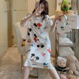 Летняя пижама, хлопковая длинная юбка, летнее мультяшное милое платье для школьников, длина макси, большой размер