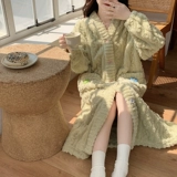 Коралловый бархатный зимний банный халат, утепленная демисезонная пижама, фланелевая длинная куртка