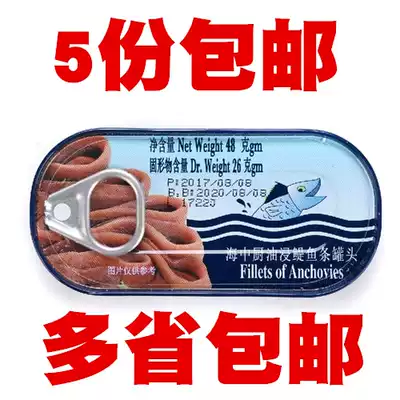 Italian Sea Kitchen brand oil-soaked anchovy strips canned Seagull brand whitebait fillet 48g 