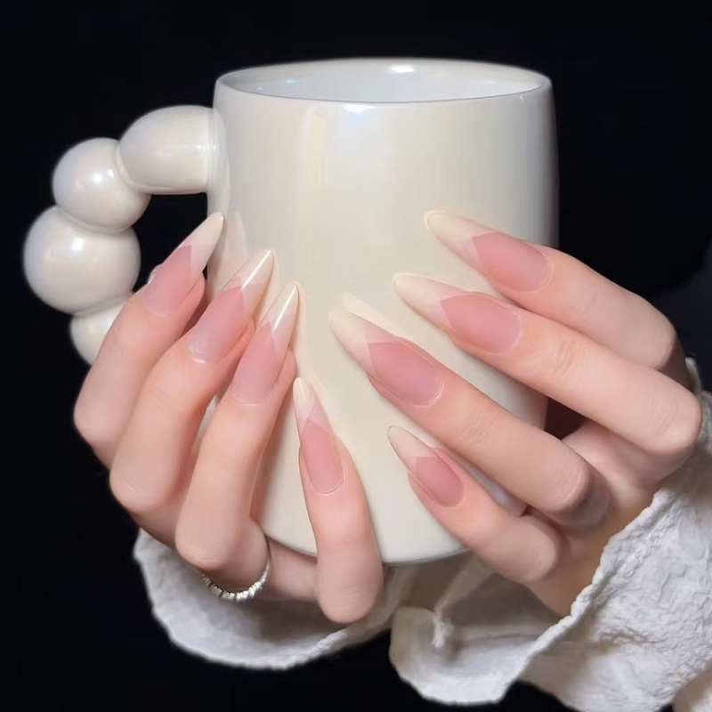 Purely Handmade White French-Style Press-On Nails, Medium-Length, 2026 New Model, High-End Feel, Suitable for Summer Wedding Photos, Light Luxury