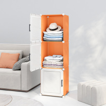 (Designer Style) Orange and White Shutter Door Clothes Storage Cabinet Plastic Storage Box Large Snack Toys Organizer