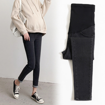 Maternity pants Spring and autumn wear stretch jeans Autumn and winter fashion trend mom velvet thickened warm belly pants