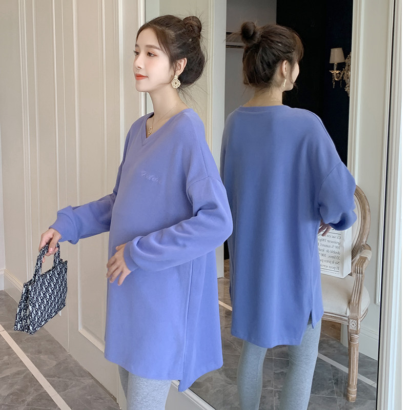 Pregnant women spring suit fashion style Korean version loose large size casual top spring and autumn trendy mother belly pants two-piece set