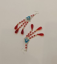 Qiao Hua Dan costume costume opera Shaoxing opera Huangmei opera Hua Dan Miss Xiaodan dotted green dots drop earrings