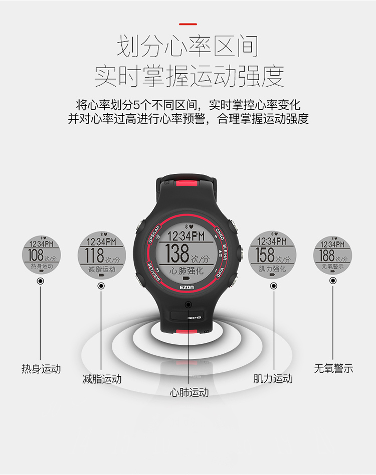 EZON nên có chức năng ngoài trời xem định vị GPS thông minh Bluetooth bước chống nhịp tim không thấm nước đồng hồ thông minh nam - Giao tiếp / Điều hướng / Đồng hồ ngoài trời đồng hồ carnival