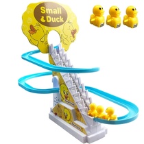 Net celebrity track automatic toy up the stairs Luminous children will climb the stairs of the little yellow duck men and women treasure slide