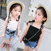 Cô gái ăn mặc áo mùa hè Hàn Quốc phiên bản của bức thư vest thường childrens áo baby baby sling đan 1-6 tuổi.