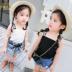 Cô gái ăn mặc áo mùa hè Hàn Quốc phiên bản của bức thư vest thường childrens áo baby baby sling đan 1-6 tuổi. 