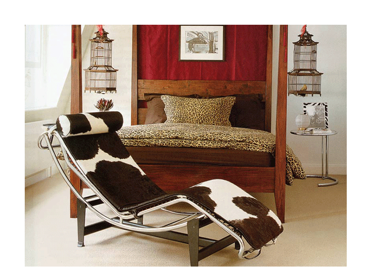 Đồ thủ công mỹ nghệ sáng tạo đồ nội thất phòng chờ LC4 chaise phòng chờ Le Corbusier da bò ghế sofa phòng khách