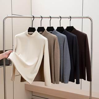 秋冬男士德绒打底衫纯色半高领内搭双面磨毛中高领保暖秋衣1216k