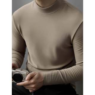 时尚秋冬男士打底衫高领情侣保暖内搭双面磨毛时尚长袖t恤1217h