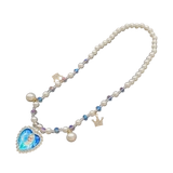 Детское ожерелье, бусины, аксессуар, серьги для принцессы, кольцо, браслет, клипсы, милый комплект