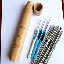 Crochet with handle Syringe Storage Tube Incense Tube Tools Handicraft Bamboo Tube Made of Bamboo
