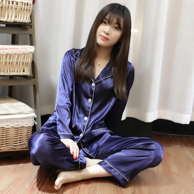 Mùa hè 2019 mô phỏng lụa gợi cảm áo ngủ nữ lụa tơ tằm phục vụ nhà hai mảnh - Cặp đôi đồ ngủ đôi