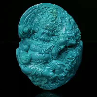 End Yi Hubei original mine turquoise turquoise turquoise Zhong Kui carved pendant scattered beads accessories live room