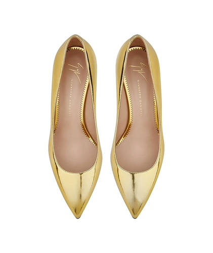 Giuseppe Zanotti Женские туфли из лакированной кожи GZ на скульптурном каблуке с зеркальной отделкой