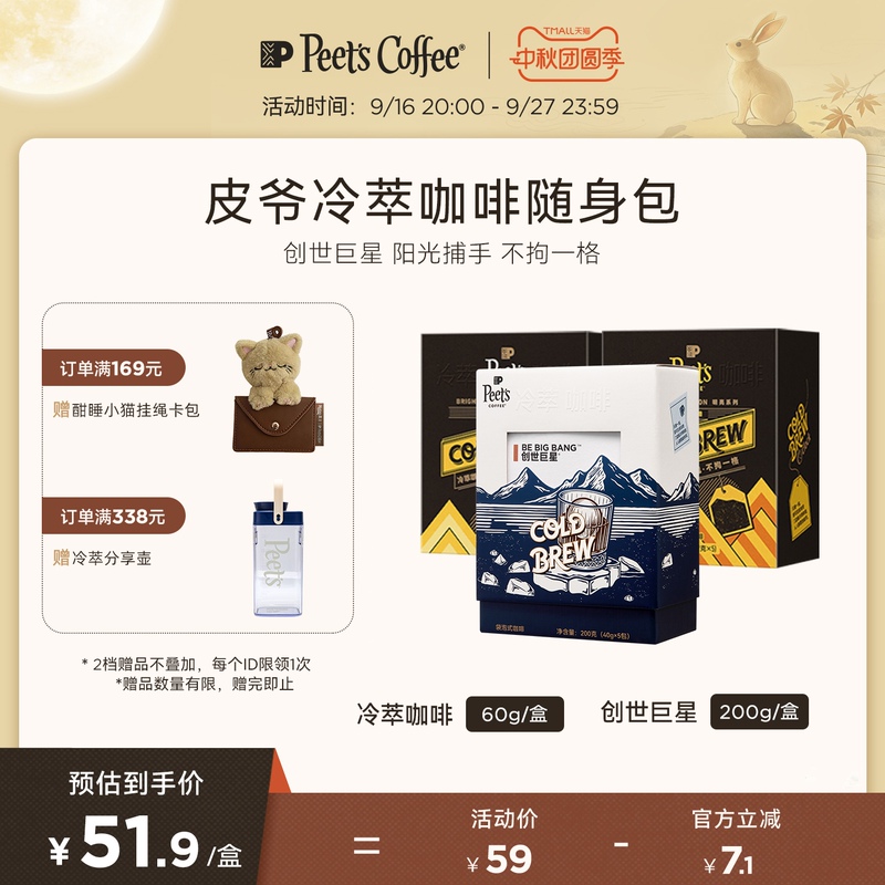 【Cold Brew Limited Edition】Peets Cold Brew Coffee Portable Pack Medium Roast Light Roast Black Coffee Iced Americano Bagged Coffee 【Cold Brew Limited Edition】Peets Cold Brew Coffee Portable Pack Medium Roast Light Roast Black Coffee Iced Americano Bagged Coffee