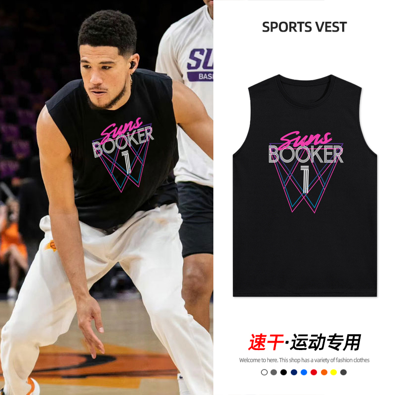 Sun Team Devin Booker Jersey Basketball Vest Men's American Quick-Drying Sports Shooting Uniform Training Uniform Sleeveless T-Shirt Sun Team Devin Booker Jersey Basketball Vest Men's American Quick-Drying Sports Shooting Uniform Training Uniform Sleeveless T-Shirt