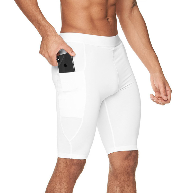 White BackingBodybuilding train shorts elastic force Tight fitting Leggings male Quick drying Basketball pants motion run Beach pants Two suit
