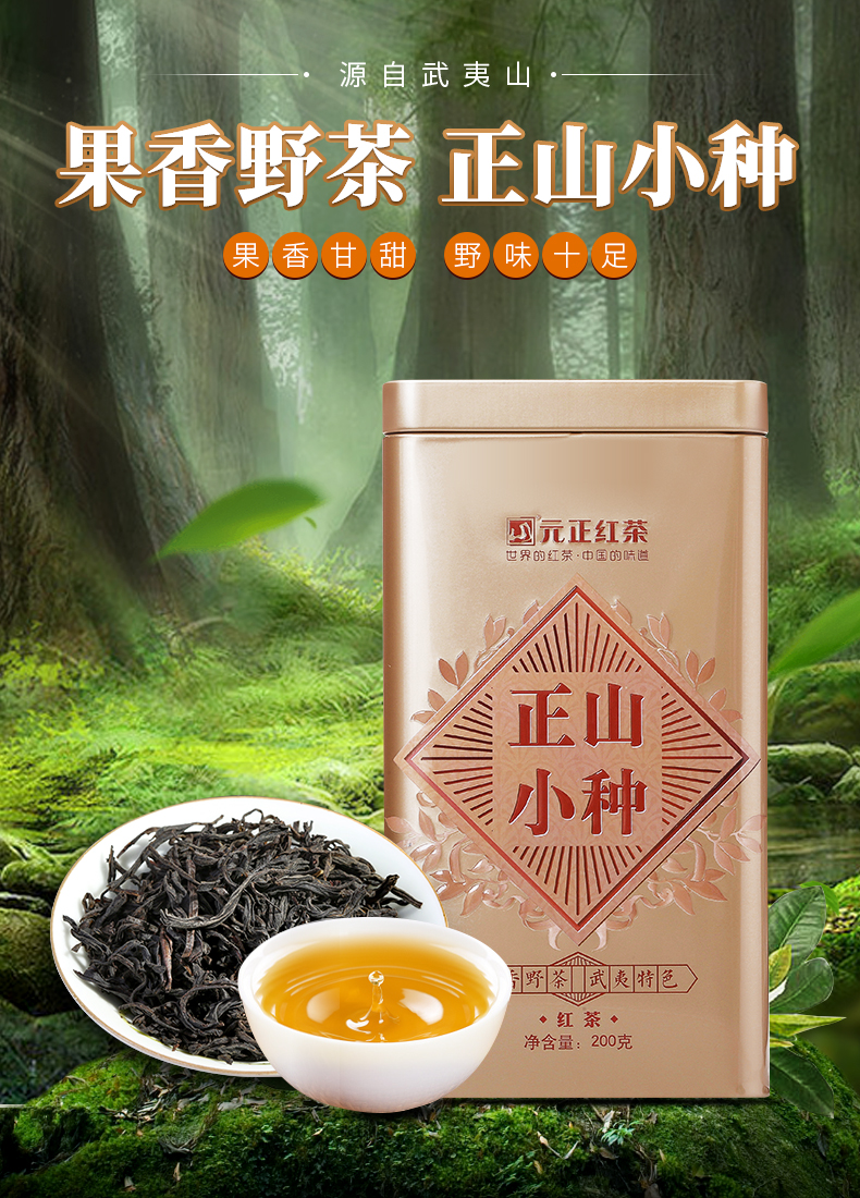 红茶国标起草单位 元正 果香正山小种红茶 200g*2罐 图1