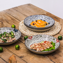 Japanese-style underglaze color household ceramic tableware Steak plate cold dish plate Creative Western food plate deep dish plate