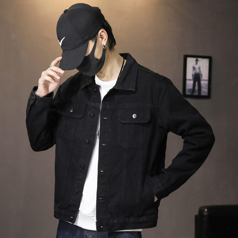 Spring Black Men's Denim Jacket Slim Fit American Workwear Spring and Autumn Style Handsome Casual Jacket Men's Retro Trend