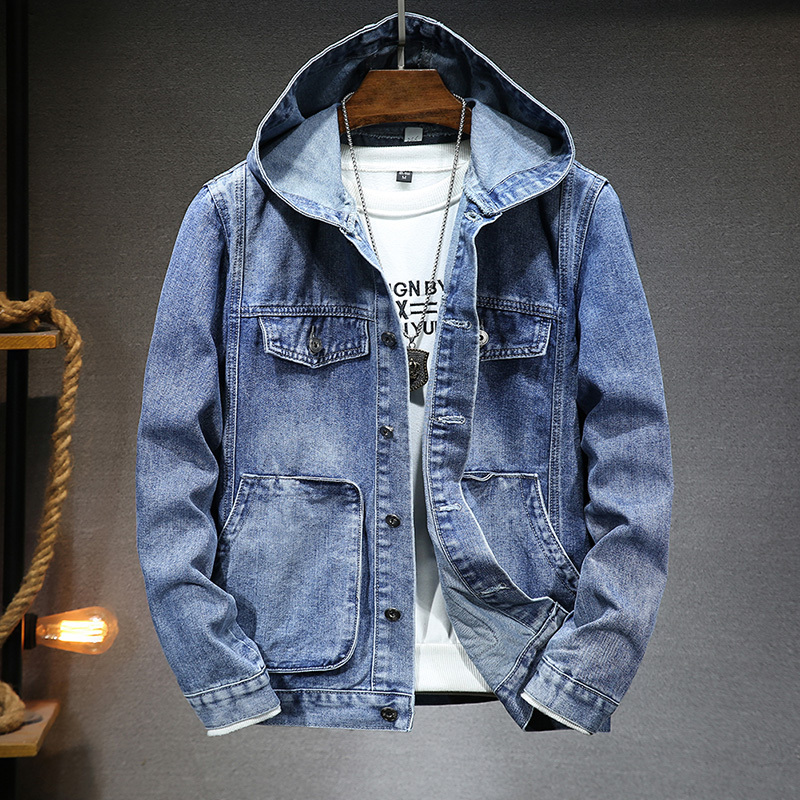 2026 Spring New Denim Jacket Men's Trendy Youth Spring and Autumn Style Trendy Brand Hooded Workwear Jacket for Men