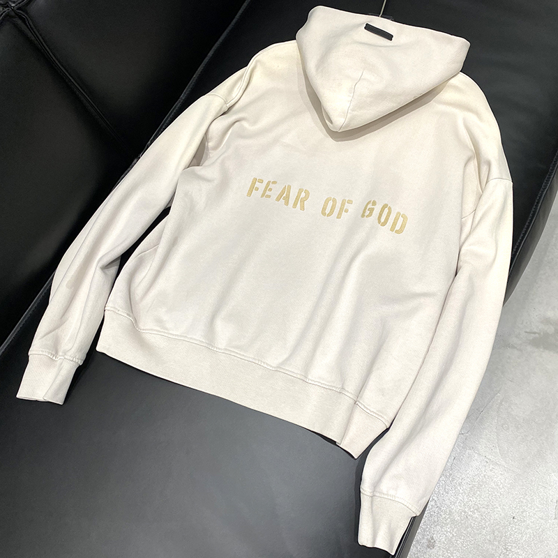 In-Stock Fear of Fog Fear of God Fog Main Line Fg Leather Label Logo Hooded Sweatshirt