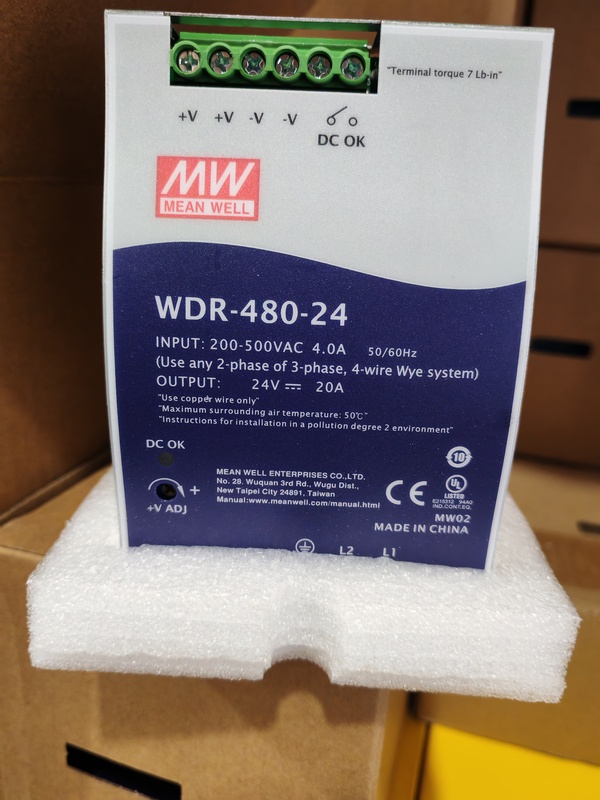 Taiwan Meanwell Wdr-60/120/240/480 Din Rail Power Supply Ac200-500V to Dc24V 48V Genuine Product Taiwan Meanwell Wdr-60/120/240/480 Din Rail Power Supply Ac200-500V to Dc24V 48V Genuine Product