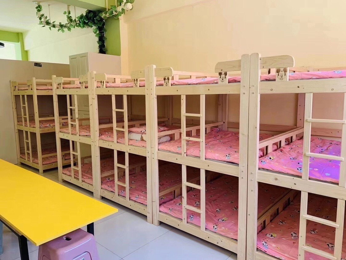 Primary school student solid wood lunchtime bed triple bed upper and lower bed Afternoon Care Bed Care Bed 3 Floor Bed Customised 6 People Bed Double Bed Double Bed