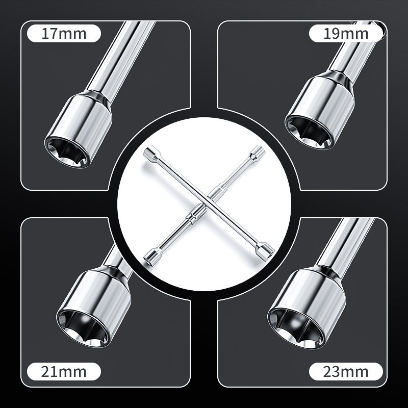 Cross Socket Folding Wrench Tool for Removing Tire Screws, Special Car Repair Tire Changing Tool, Large Wrench Set