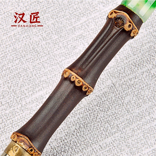 汉匠 Старый стиль белый медный инкрустационный табачный пакет, фиолетовый бамбуковой суставы, мужской табак, дым, табак, особый длинный держатель сигарет