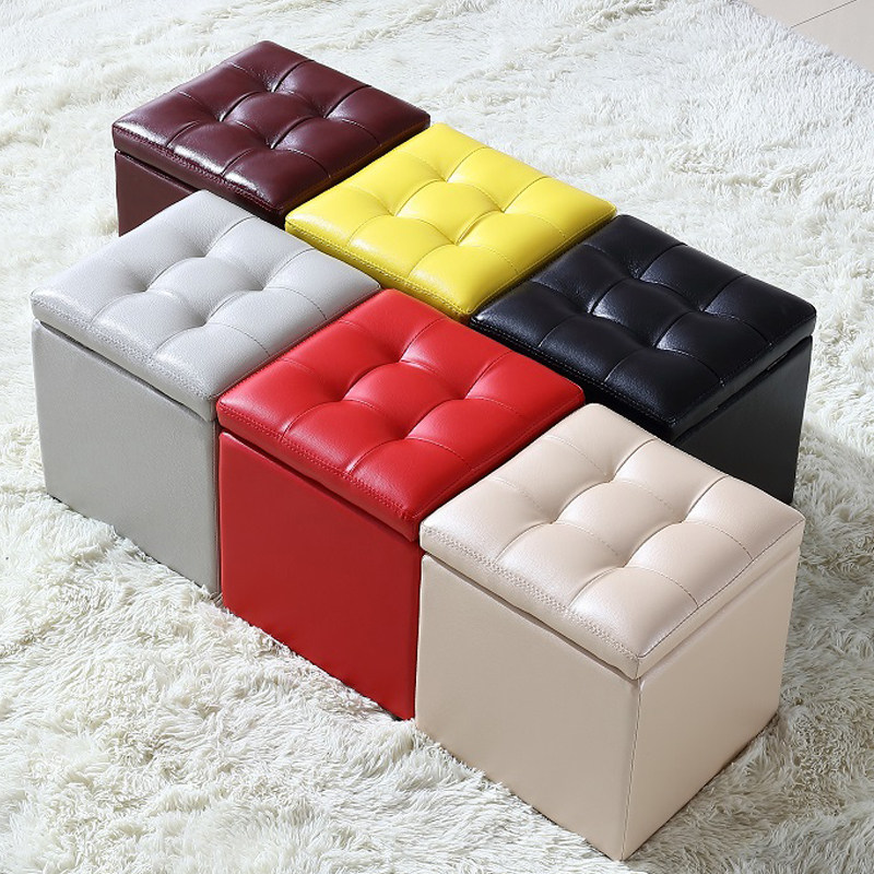 Genuine leather-containing stool storage stool can be sat on a shoe stool adult small stool pimpier sofa stool for a door-changing stool