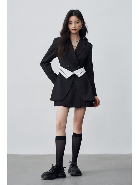 Aike 2023 spring new style light and mature style long-sleeved dress high-waisted slim mid-length skirt temperament slim little black dress