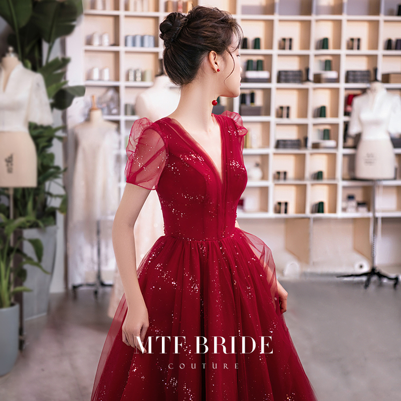 Man Tingfang (Miss Daisy)red toast dress bride 2021 new engagement dress dress female summer