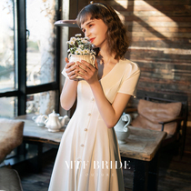 Manchen Fang (simple) licensed small white skirt engagement dress dress womens summer white dress can be worn daily