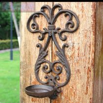 Eurostyle Farmland Cast Iron Arched Hollowed-out Wall-mounted Candle Desk Wax Candleholder Retro Nostalgia Adornment Courtyard Home Pendant